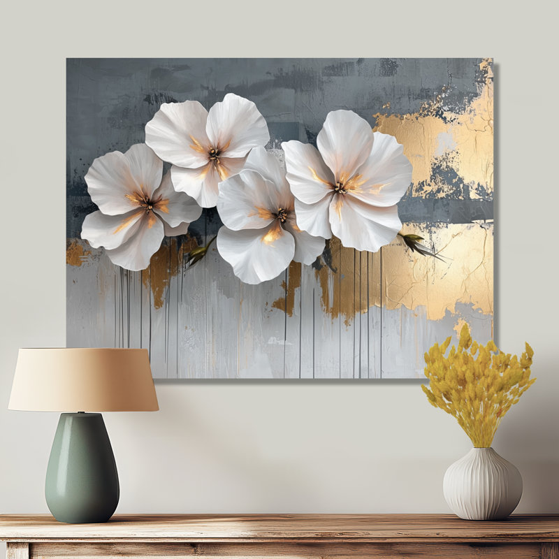 Golden Hibiscus Pure Form Of Serenity I - Hibiscus, impression sur métal, H 24 po x l 32 po
