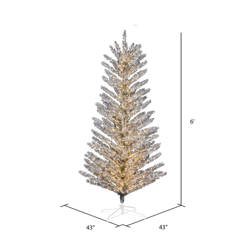 Vickerman Vintage Aluminum Artificial Christmas Tr 6' H Lighted Artificial Pine Christmas Tree
