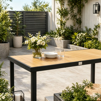 Table de salle à manger 75 "x 35" avec plateau en faux bois toutes saisons