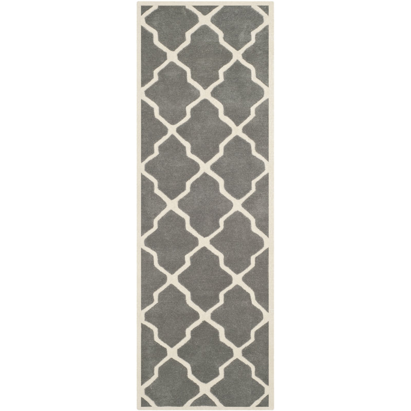 Tapis en laine touffeté à la main Carolene, Tapis de couloir 2 pi 3 po x 11 pi