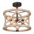 Gatlin 3-Light 14"W Dimmable Drum Farmhouse Antique Wood Semi Flush Mount
