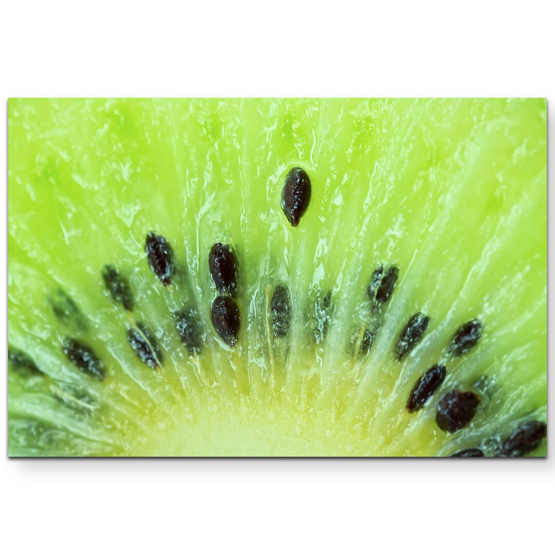 Leinwandbild Aufgeschnittene saftige Kiwi – Nahaufnahme