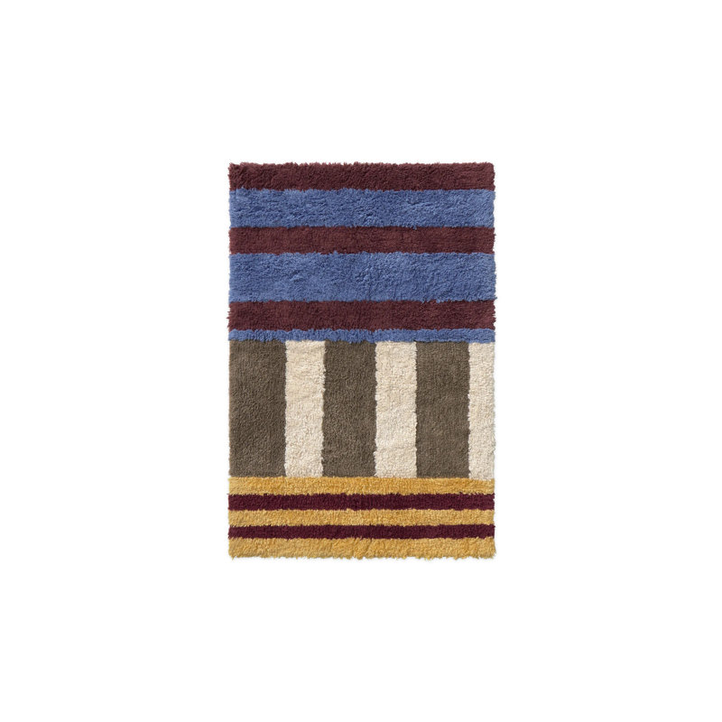 Tapis de bain lavable de couleur bleu indigo, Natural,Jean Blue,Brown,Burgundy Striped