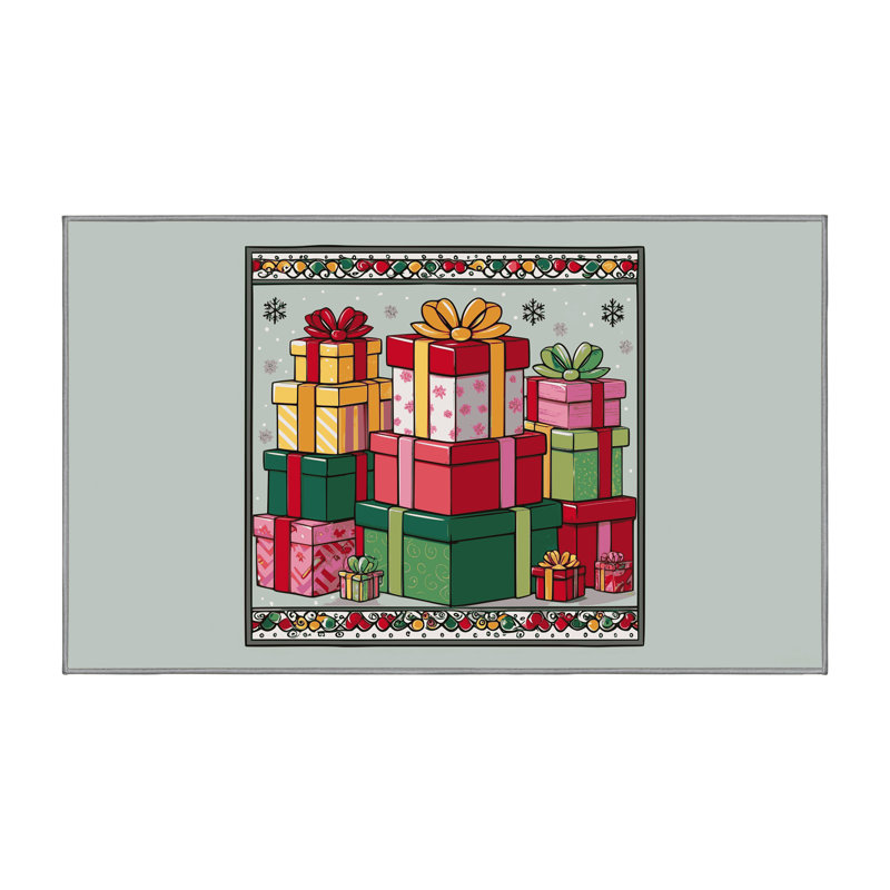 Tapis de vacances d'hiver de Noël lavable The Holiday Aisle®, Rectangulaire 3 pi x 5 pi