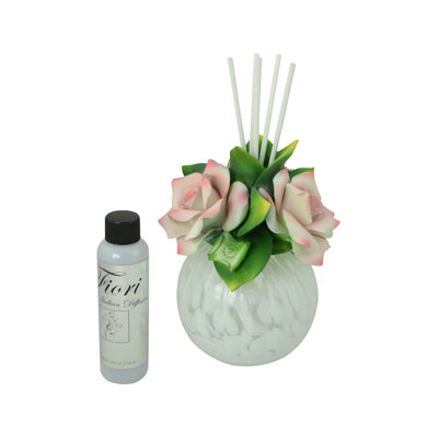 8" Capodimonte Porcelain Oil Diffuser with Cream and Purple Roses