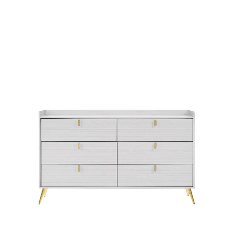 Commode 6 tiroirs Zeena, finition blanche