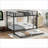 Full Over Full Metal Bunk Bed with Twin Trundle, 500LBS Max Capacity, Black - No Box Spring Needed-1157105923