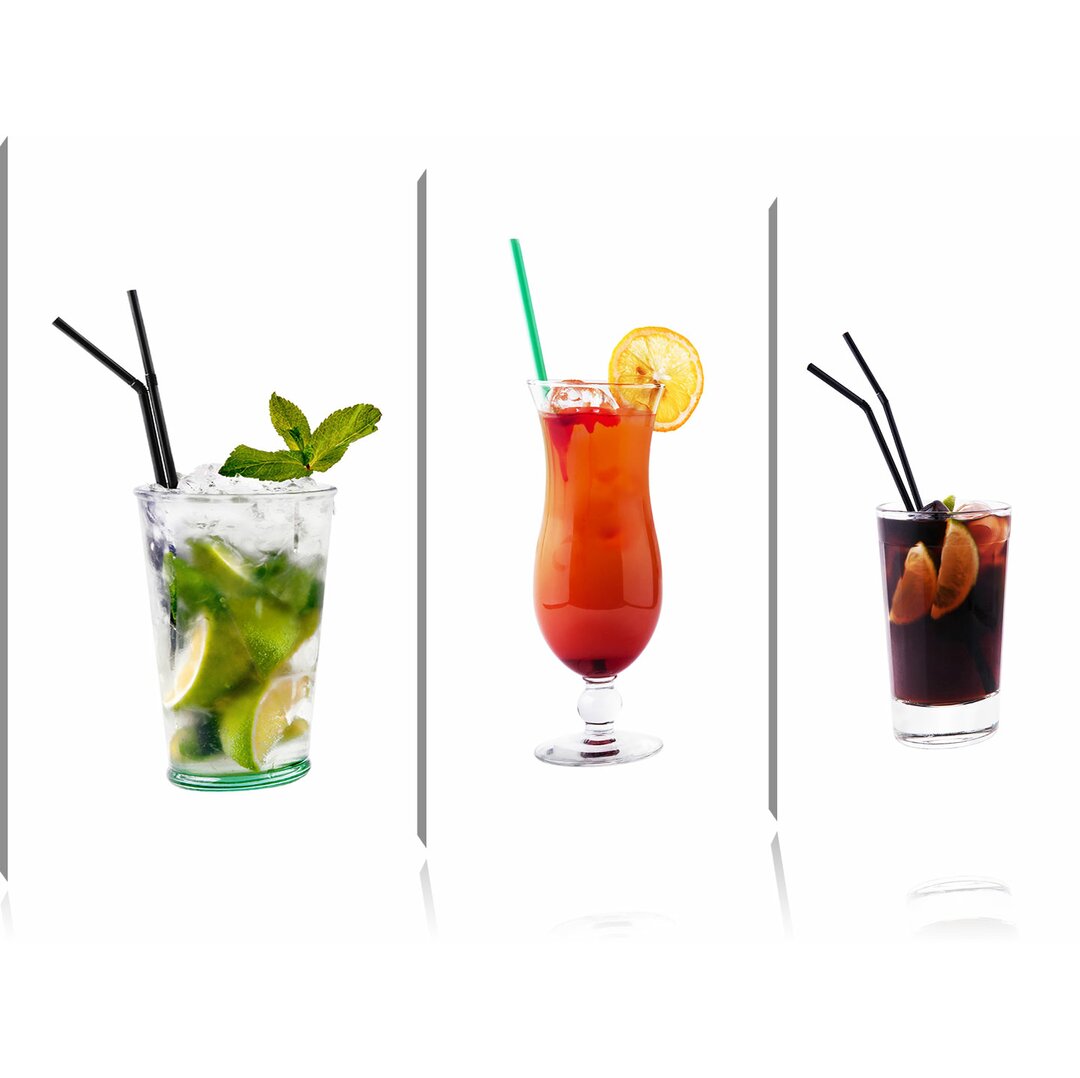 3-tlg. Leinwandbilder-Set „Fruchtig frische Cocktails“, Fotodruck