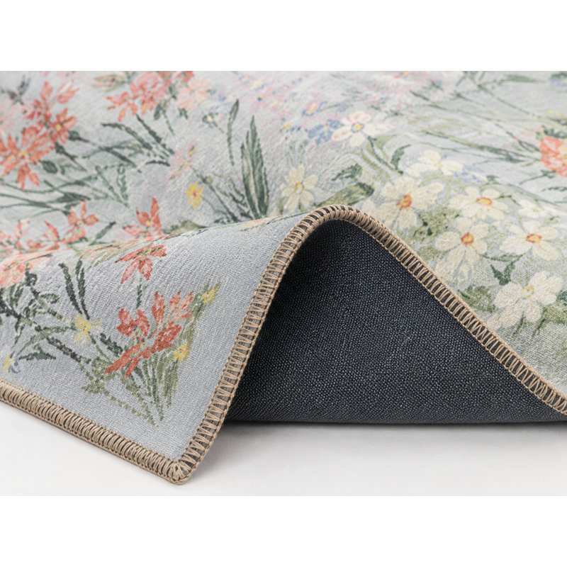 Floral Themed Multicolored Flower Patterned Creative Modern Decorative Carpet, Rectangle 6'6" x 9'10"