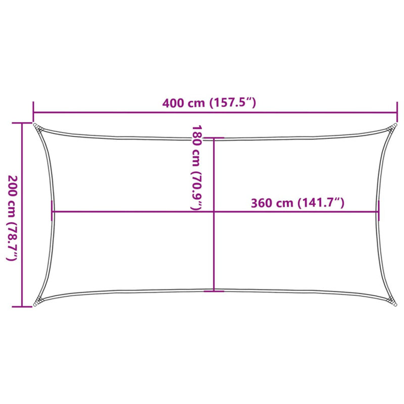 2m x 4m Rectangle Shade Sail