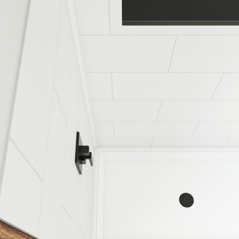 DreamLine DreamStone 42 in. D x 60 in. W Base and Wall Kit in White Traditional Subway Pattern