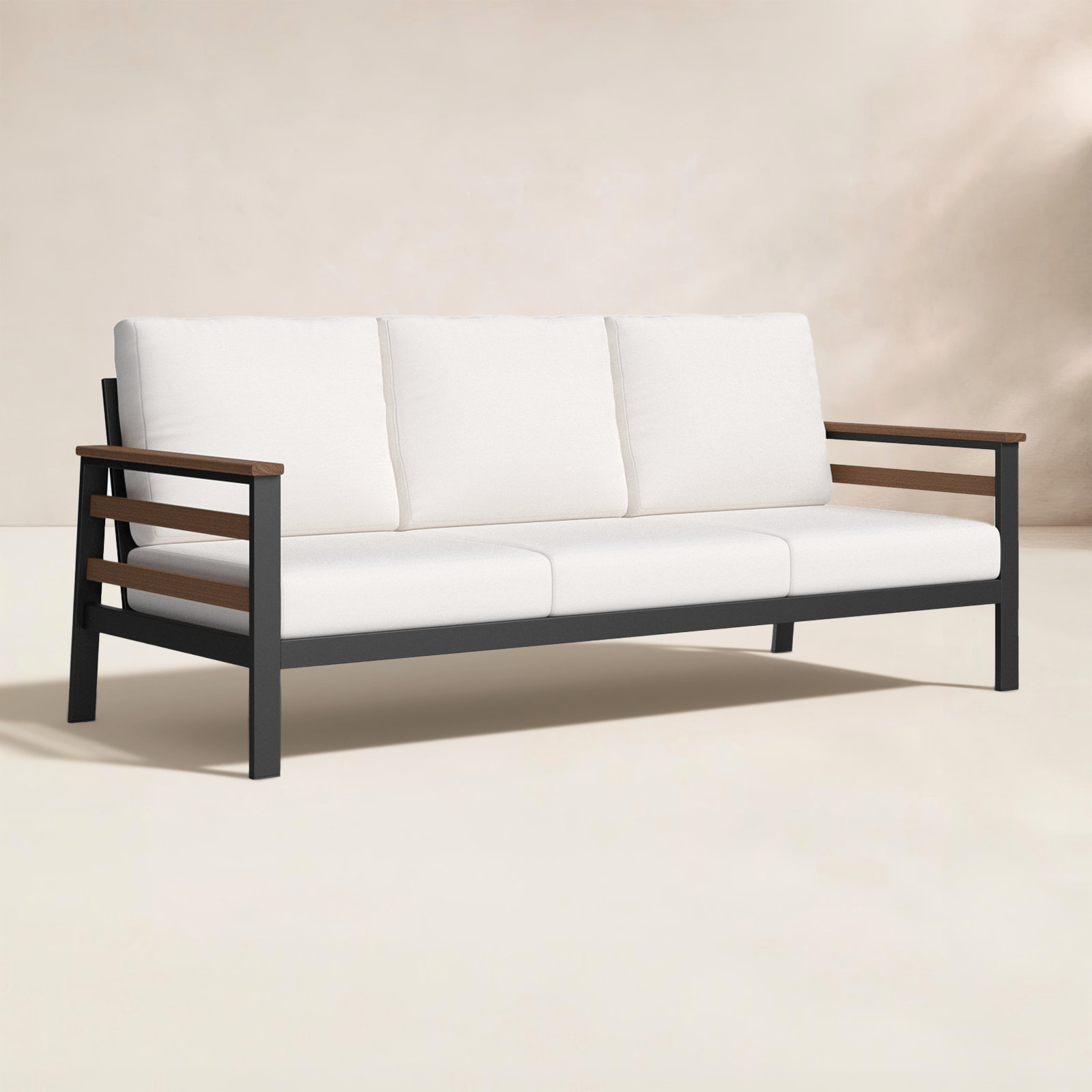 Townsend 80'' Wide Outdoor Patio Sofa with Sunbrella® Cushions, Sunbrella Canvas Natural, Brown