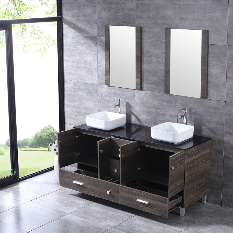 Ensemble de meuble-lavabo double l 62,4 "avec miroir