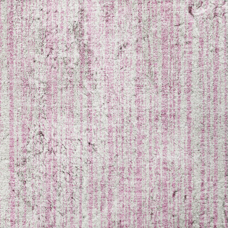 Tapis à rayures Shaggy Dream lavable à la machine de qualité supérieure, Pink, 3 pi x 5 pi