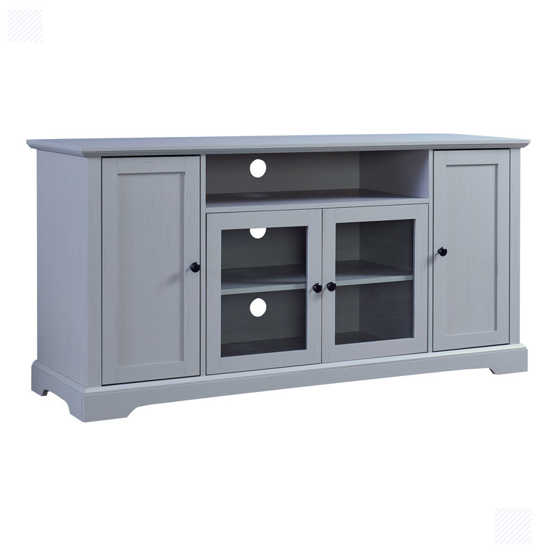 Diretha Storage Cabinet,TV Stand,Sideboard,Up To 65"TV with 2 Glass Door and Adjustable Panels, Gray