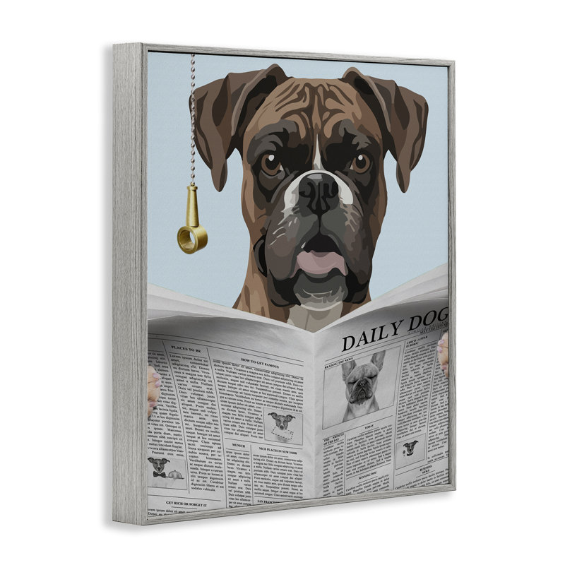 Giclée encadrée Boxer News, par Jesse Keith, Estampe numérique Farmhouse, H 30 po x l 24 po