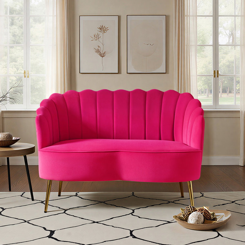 Causeuse Hendrix, Velours fuchsia