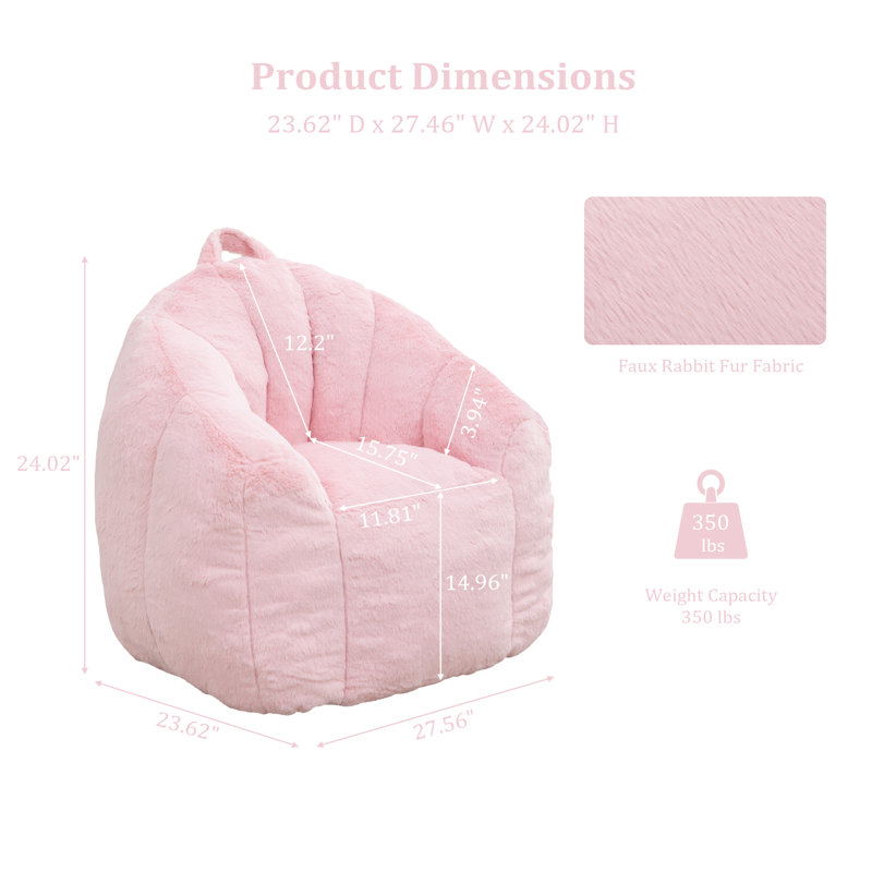 Fabric Bean Bag Chair, Pink
