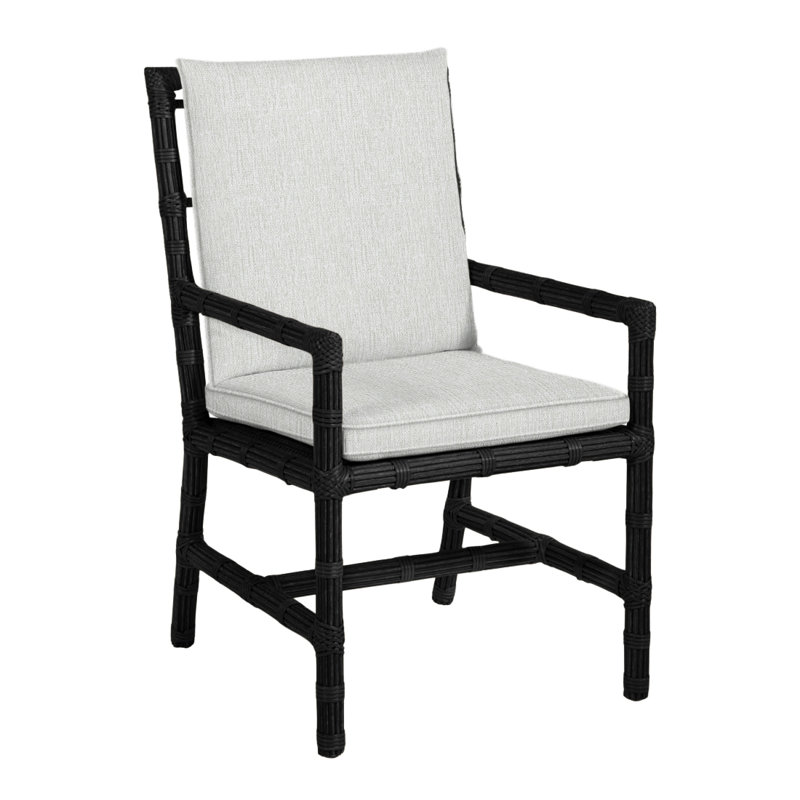 Newport Patio Dining Armchair with Cushions, Welt, Onyx, Bali Pearl