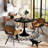 3-Piece 31.5" Round Pedestal Dining Set with Upholstered Swivel Armchairs for Small Spaces-965230953-965230955