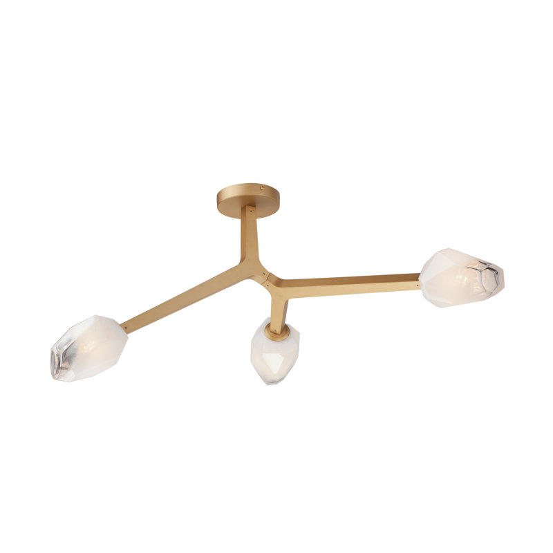 Dreanda Glass Flush Mount, Natural Aged Brass