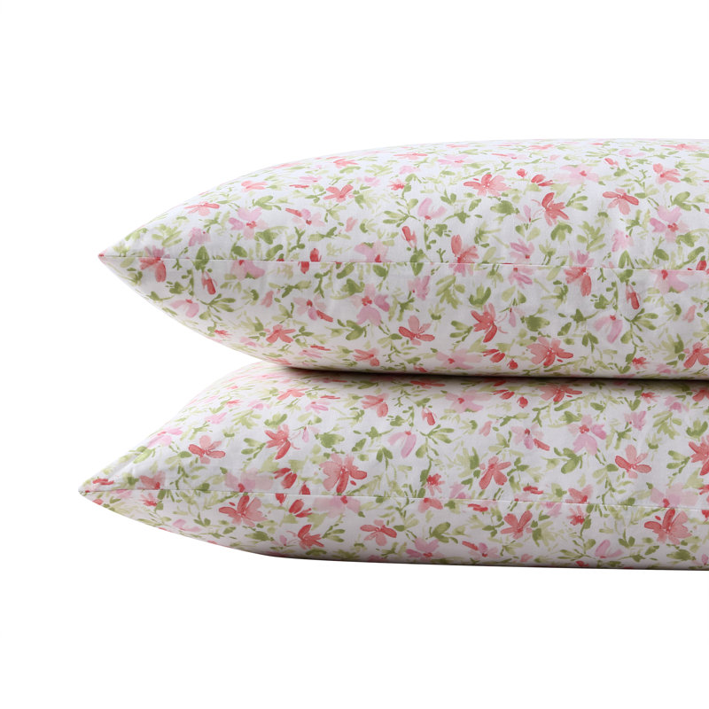 Ensemble de taies d'oreiller en coton percale Laura Ashley, Rose Norella