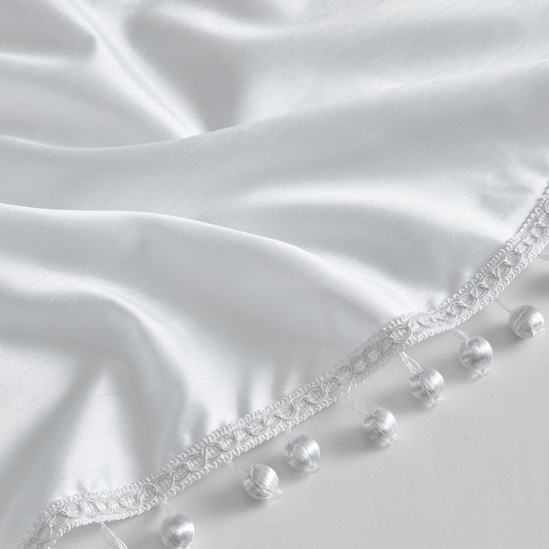 Rideau en fausse soie Lenox Imperial, blanc - l 52 po x L 95 po, White, 52"W x 95"L