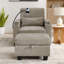Canapé inclinable simple avec dossier réglable manuellement, port de charge USB sur le côté de l'accoudoir, support pour téléphone inclus, rangement caché pour l'accoudoir et repose-pieds de rangement assorti - brun-1460197464