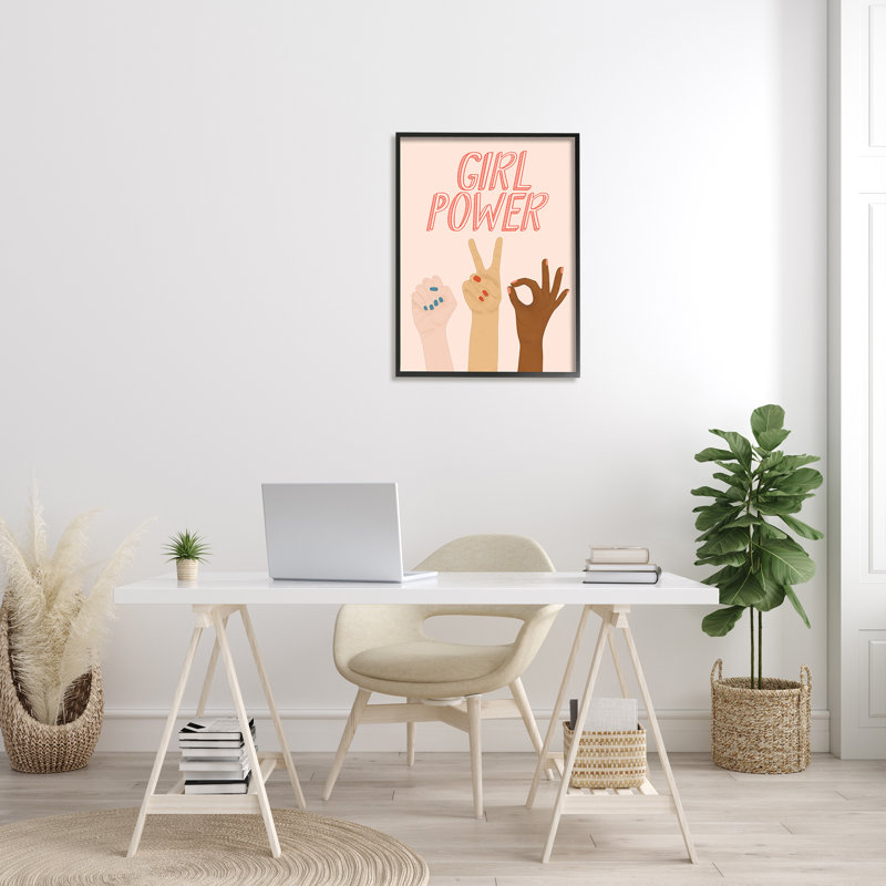 Girl Power Pop - Impression sur toile, Giclée encadrée noir minuit, H 30 po x l 24 po