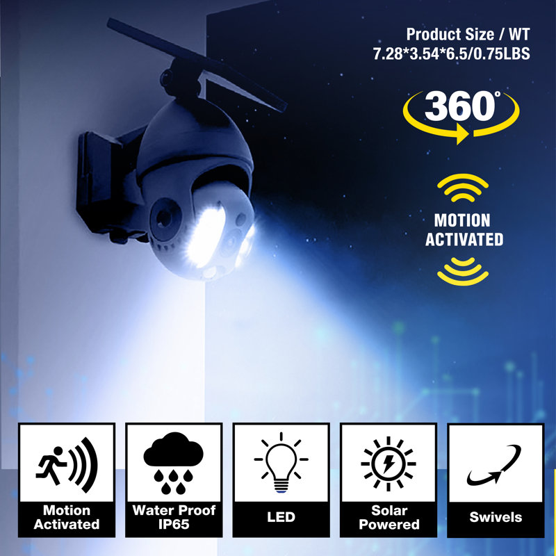 Bell & Howell Black Solar Powered Motion-Sensing LED Security Spotlight