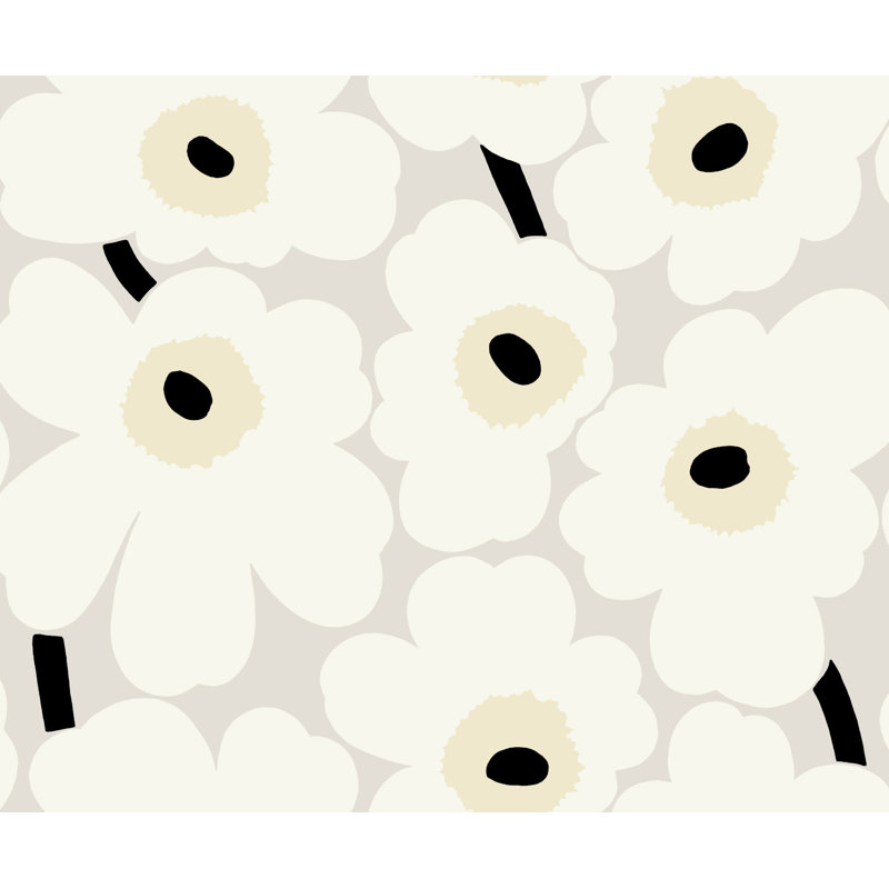Unikko Floral Paper/Non-Woven Wallpaper Roll, Oyster