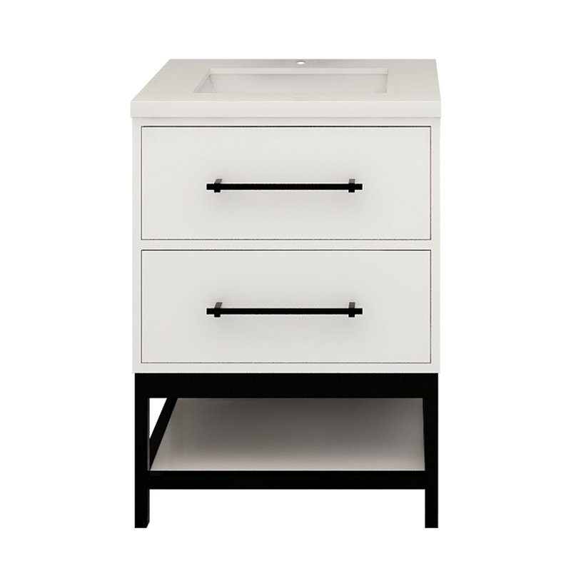 Meuble-lavabo simple avec plateau Victoria 23,7, Blanc lustré