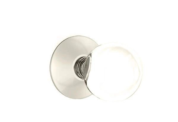 Ensemble de mortaise intérieure Emtek Passage avec rosette moderne et poignée en verre Bristol (droite), Nickel poli