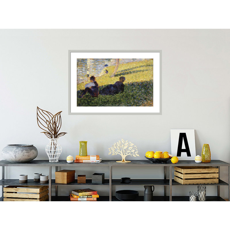 Étude pour un dimanche après midi à l'île de la Grande »par Georges Seurat - Impression Giclée encadrée, 28.77" H x 41.5" W