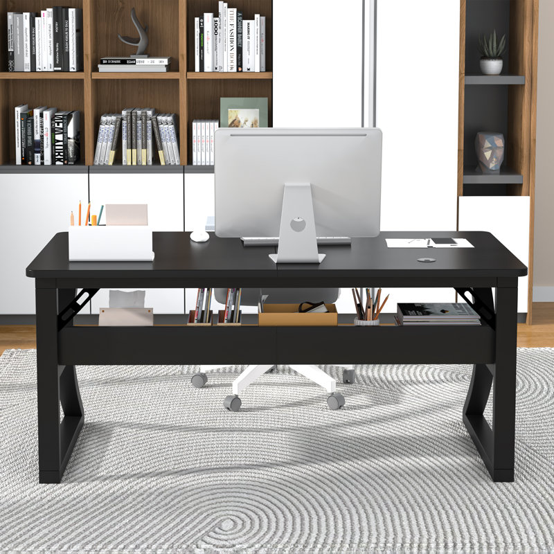 Antawan Commercial Grade Office Computer Desk and Home Office Desk, 29.5" H x 47.2" L x 23.6" W, Black