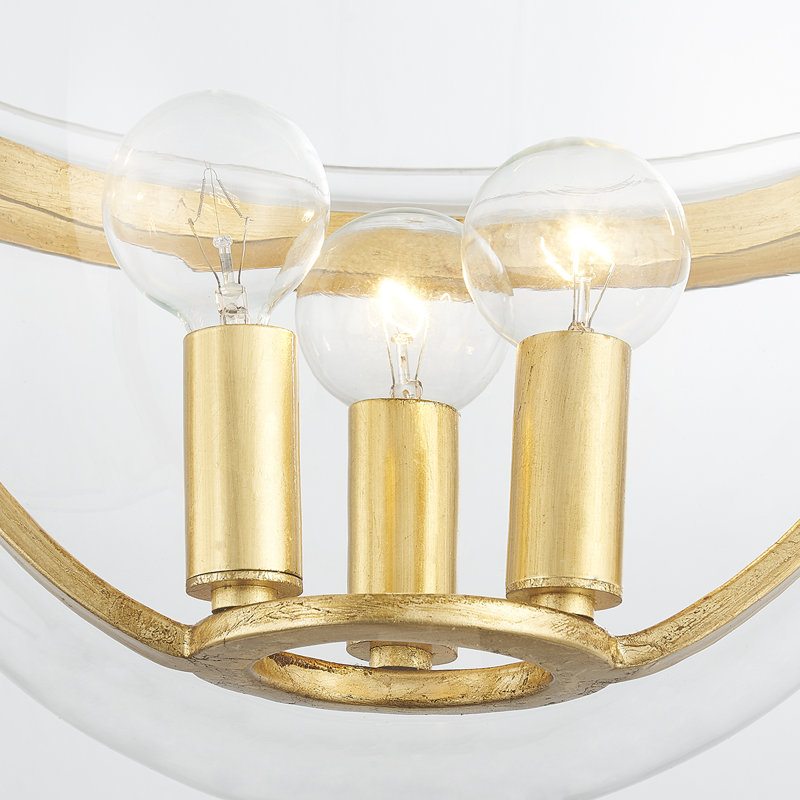 MALLOY 3 LIGHT LANTERN, Vintage Gold Leaf