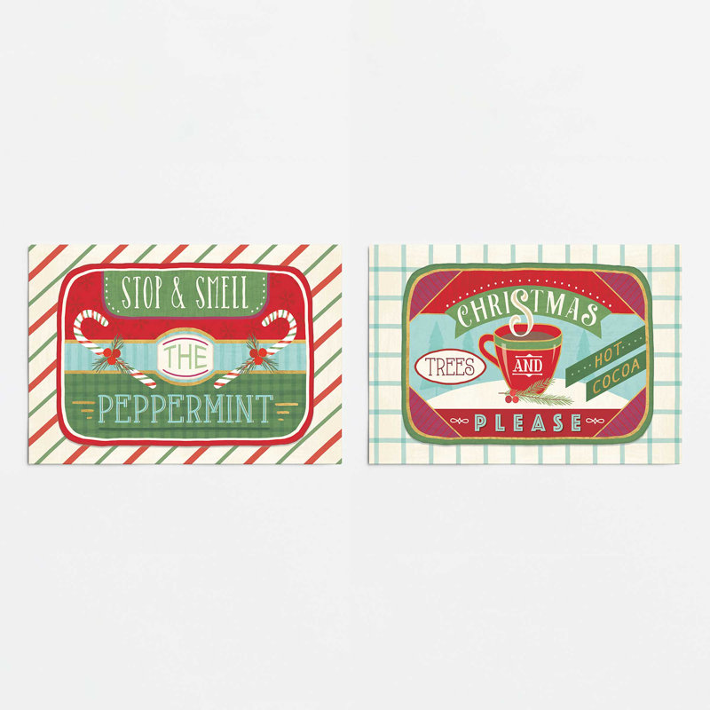 «Peppermint Whispers», ensemble de 2 impressions d'art, 12 po x 16 po, Ensemble de 2 cadres sans cadre
