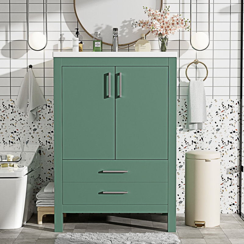 Freestanding Bathroom Vanity With Ceramic Sink Combo