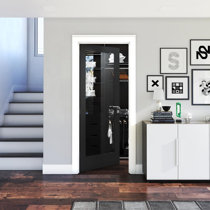 1-Lite Over 1-Panel Farmhouse Stainable Fiberglass Exterior Double Door Slabs Arch Top Privacy Glass Door