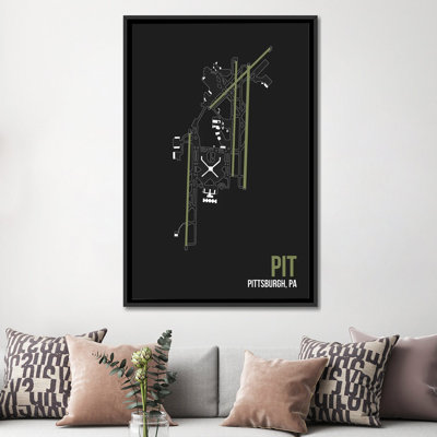«Pittsburgh» de l'Airport Diagram Series, reproduction d'impression sur toile