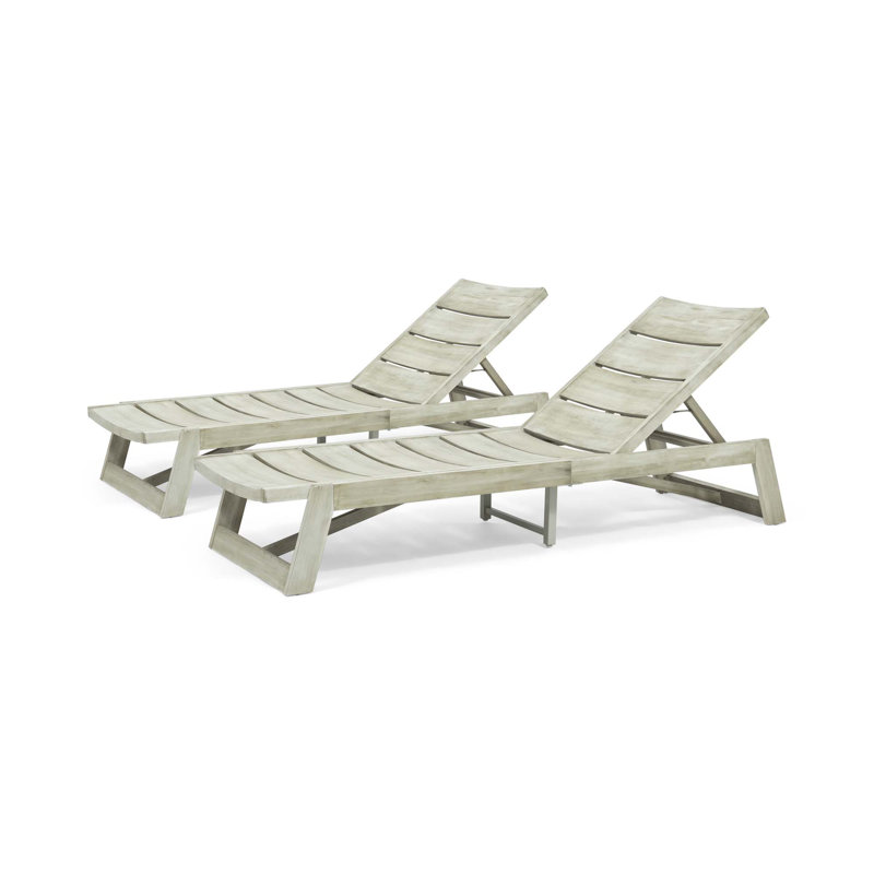Chaise longue en bois, ensemble de 2, Gris