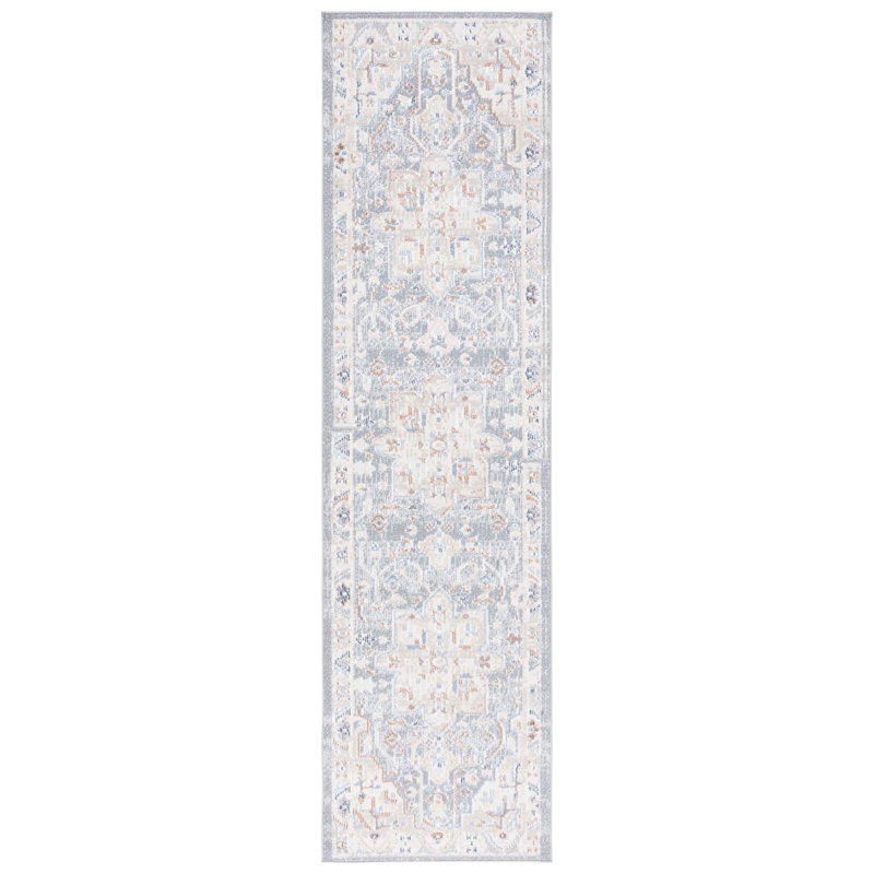 Tapis beige / bleu Bonnert Blair, Tapis de couloir 2 pi 2 po x 8 pi