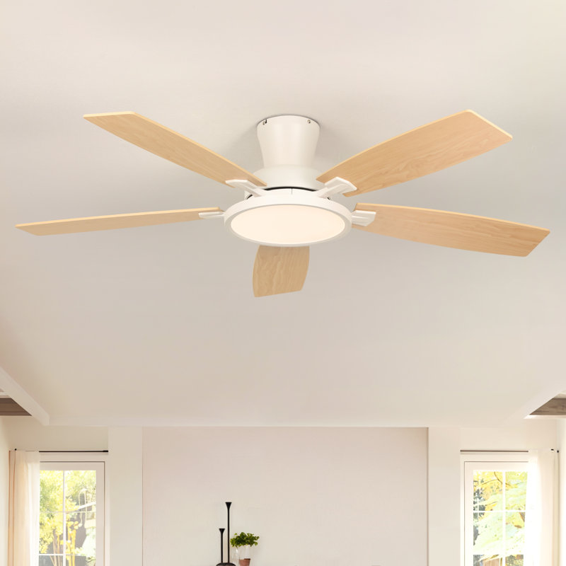 Ventilateur de plafond à intensité variable de 52 po avec lumières DEL et télécommande CCCC 6 vitesses Karlena, Aligné