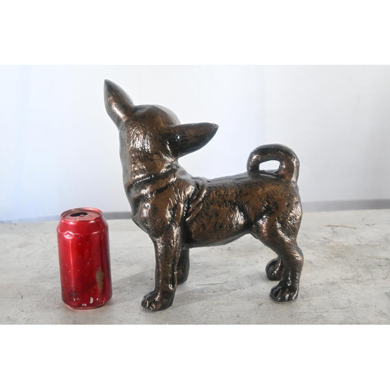 Statue de chien de table Chihuahua charmant en aluminium 12 po x 9 po x H 11 po