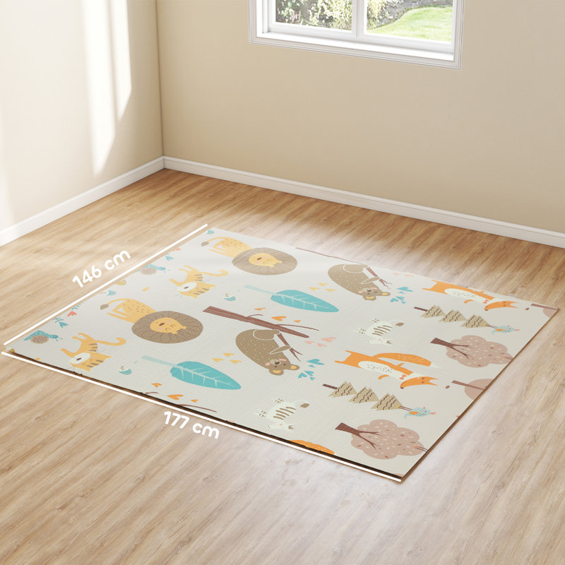AIYAPLAY Baby Play Mat Foldable 177 x 146 x 1.5cm Animal Theme