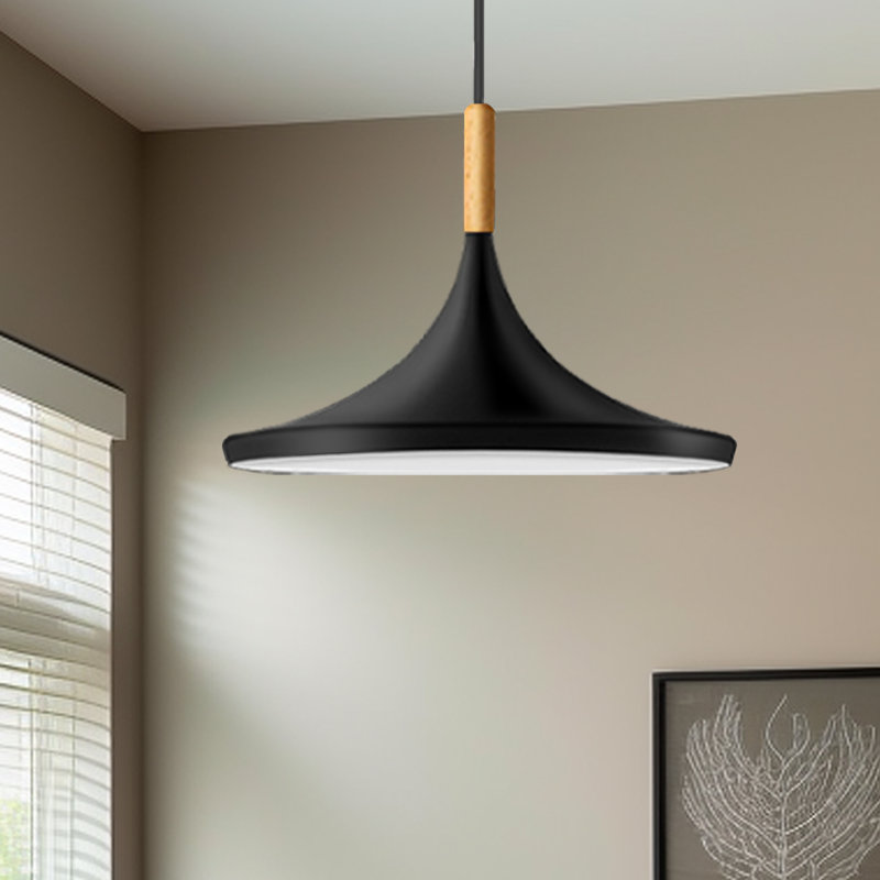 Keivan 1-Light Matte Black Farmhouse Kitchen Island Pendant Light