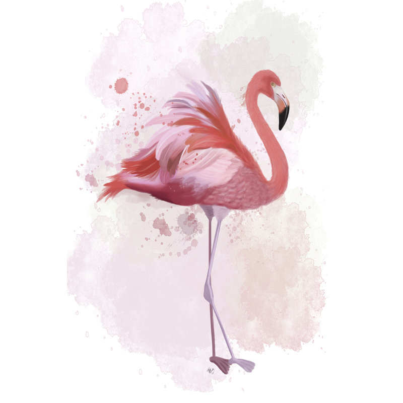 " Fluffy Flamingo 2 " by Fab Funky Painting Print, 12" H x 8" W