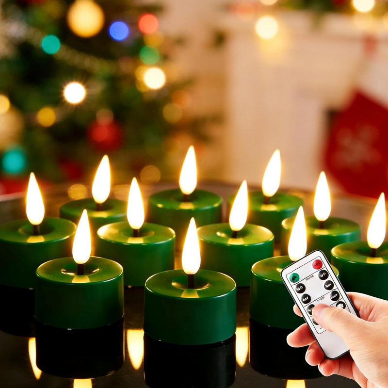 12 pièces bougies chauffe-plat à DEL sans flamme - vert