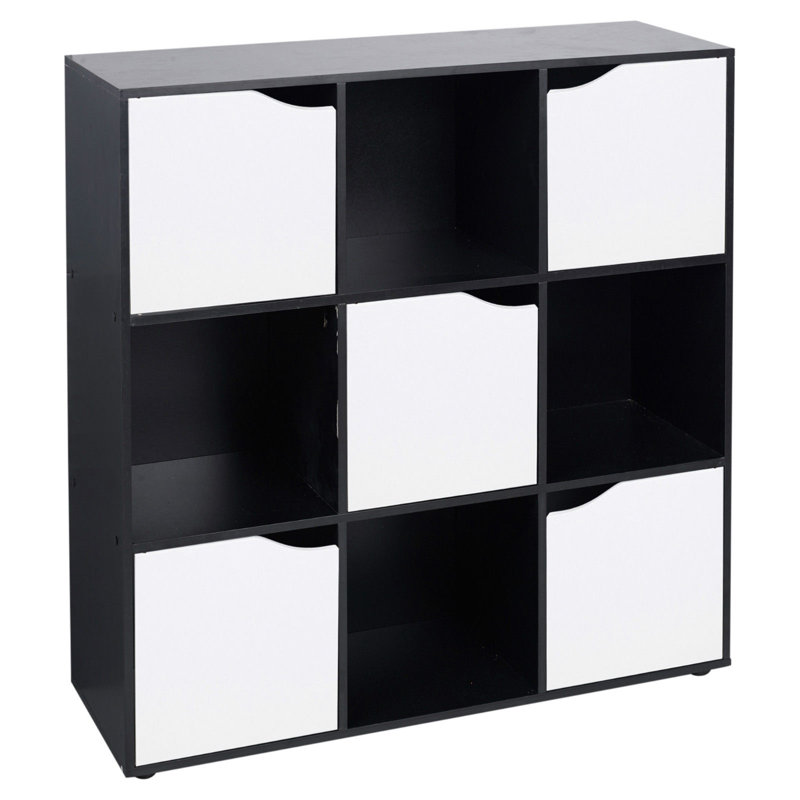 Swarna 90.5cm H x 89cm W Cube Bookcase, Black/White