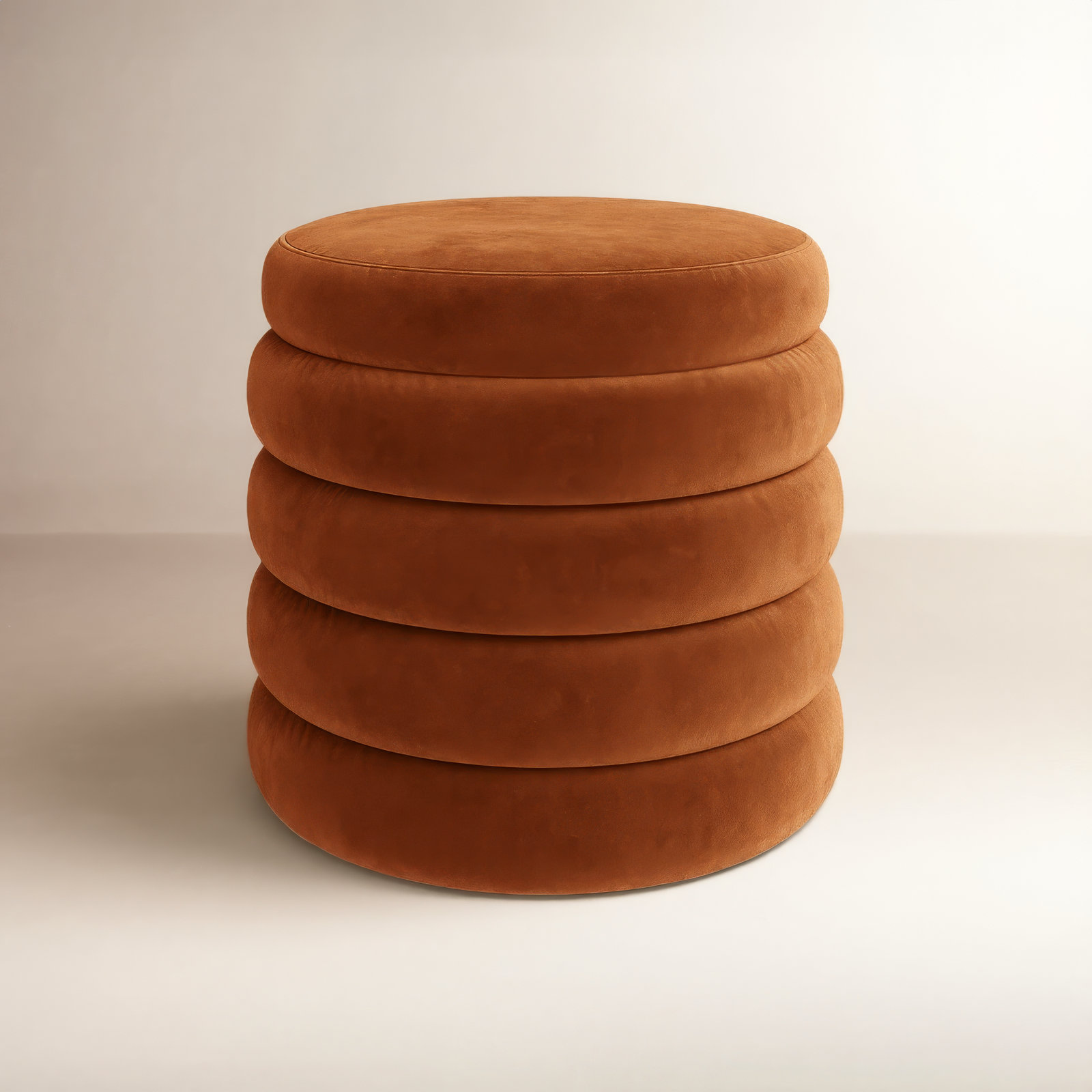 Helene Upholstered Storage Ottoman, Burnt Orange Velvet
